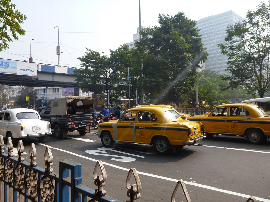 Hindustan Ambassador Taxis are common in Kolkata